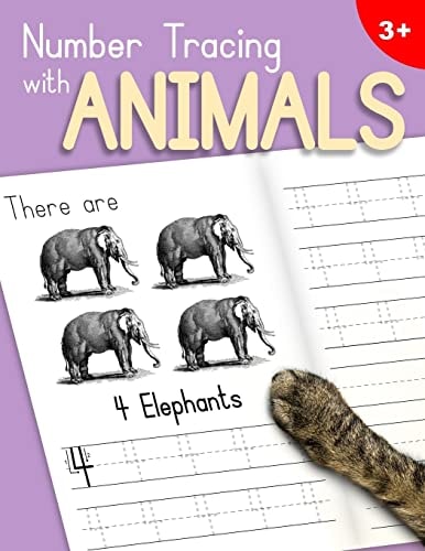 Number Tracing With Animals Learn the Numbers - Number and Counting Practice Workbook for Children in Preschool and Kindergarten - Lavender-Peach Cover