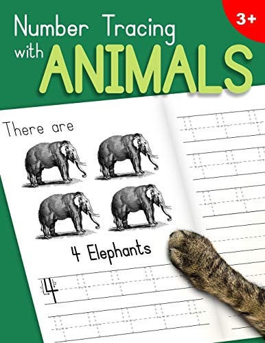 Number Tracing With Animals Learn the Numbers - Number and Counting Practice Workbook for Children in Preschool and Kindergarten - Green-Leaf Cover