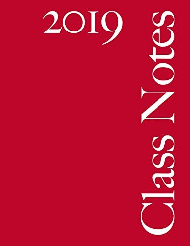 Class Notes 2019 Narrow Rule, 216 Pages Plus Index, Red Cover
