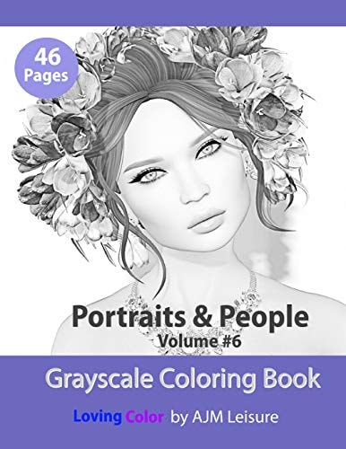 Portraits and People Volume 6 Adult Coloring Book with Grayscale Pictures