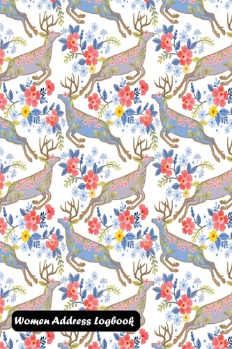 Women Address Logbook Deer in Flowers Garden Cover