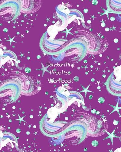 Handwriting Practice Workbook Purple Unicorns Cover - Letter Tracing - Full Alphabet Sheets With Pictures. Improve Your Child's Writing Skills - Useful for All Ages