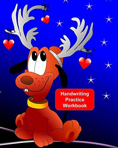 Handwriting Practice Workbook Letter Tracing - Full Alphabet Sheets With Pictures. Improve Your Child's Writing Skills - Useful for All Ages - Comic Reindeer Cover
