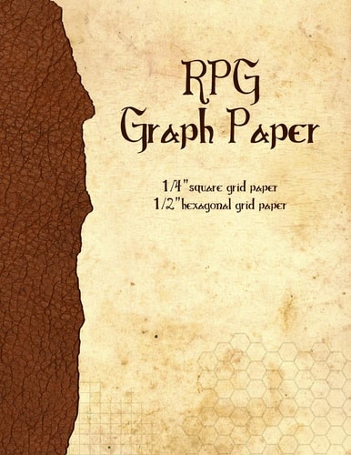 RPG Graph Paper 1/4-Inch Grid & 1/2-Inch Hexagonal Grid Paper for Map-Drawing