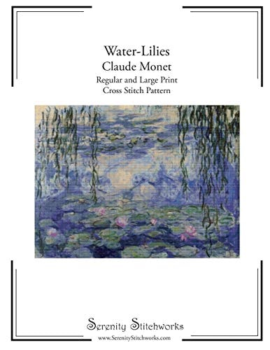 Water-Lilies Cross Stitch Pattern - Claude Monet Regular and Large Print Cross Stitch Pattern