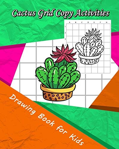 Cactus Grid Copy Activities Drawing and Coloring Book for Kids (Education Game for Children)