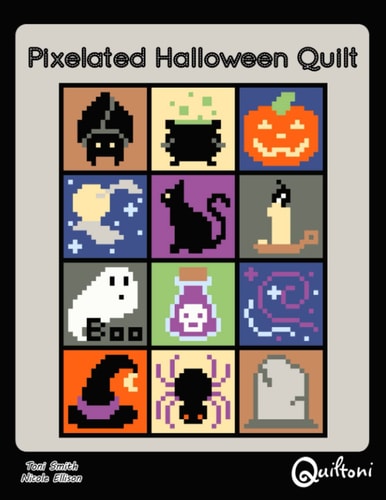 Pixelated Halloween Quilt A 12 Block Halloween Themed Quilt Pattern