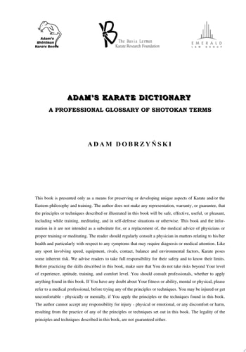 Adam's Karate Dictionary: A Professional Glossary of Shotokan Terms