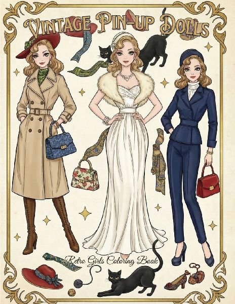 Vintage Pin-Up Dolls: Coloring Book