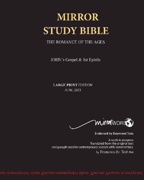 Johns Gospel and Epistle LARGE PRINT Mirror Study Bible