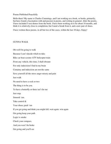 Poetry Published Peacefully