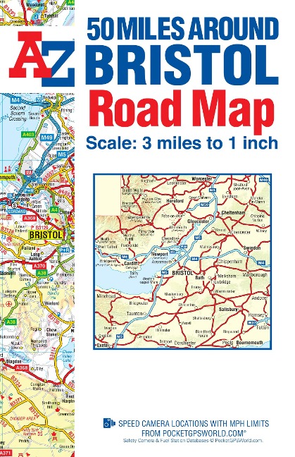 50 Miles Around Bristol A-Z Road Map