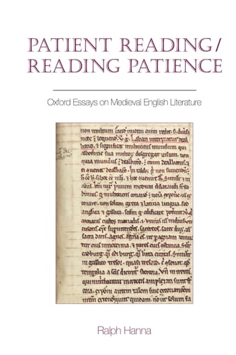 Patient Reading-Reading Patience Oxford Essays on Medieval English Literature
