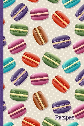 Recipes Recipe Book with Index Pages; Cute Macaron French Macaroon Cover Design