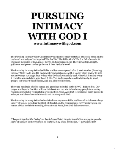 Pursuing Intimacy With God An Intimate Personal Relationship With Jesus Christ