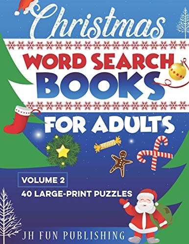 Christmas Word Search Books For Adults 40 Large-Print Puzzle (Volume 2)