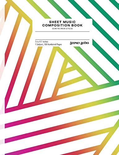 Sheet Music Composition Book Geometric Prism (Style B), Numbered Pages