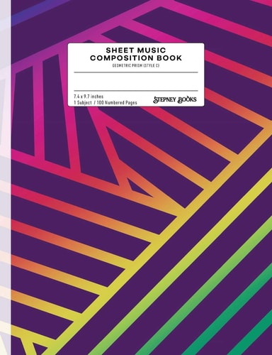 Sheet Music Composition Book Geometric Prism (Style C), Numbered Pages