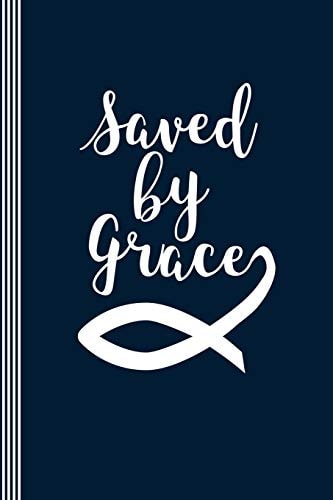 Saved by Grace Christian Notes Workbook - Worship Bible Prayer Requests Tool Book - Ichthus Fish Symbol Typography