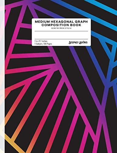 Medium Hexagonal Graph Composition Book Geometric Prism (Style A)