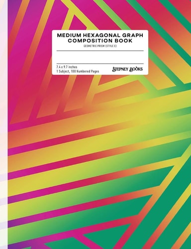 Medium Hexagonal Graph Composition Book Geometric Prism (Style E), Numbered Pages