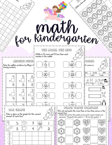 Math for Kindergarten Unicorn Math Activity Book for Kindergarten and First Grade Many Counting Skills Practice Missions Tracing Addition Cut Out and Past Odd Or Even Number Order