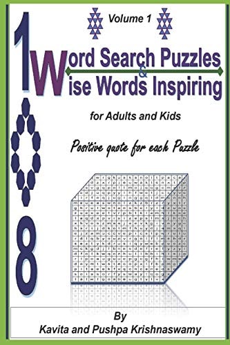108 Word Search Puzzles and Wise Words Inspiring Positive Quote for Each Puzzle