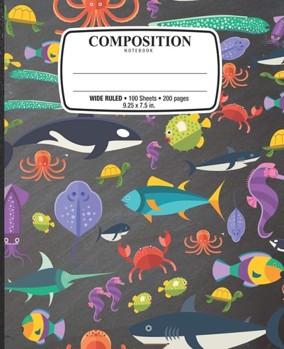 Composition Notebook Notebook for School Office Home Student Teacher Use Wide Ruled * 100 Sheets * 200 Pages * 9 1/4 X 7 1/2 In. / 24. 77 X 19. 0cm