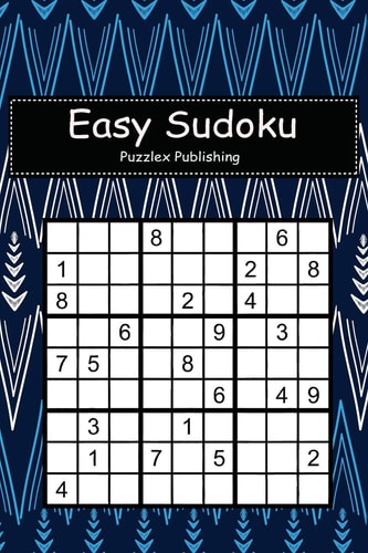 Easy Sudoku For Beginers With African Zigzag Tribal Pattern with Hand Drawn Multicolor Cover