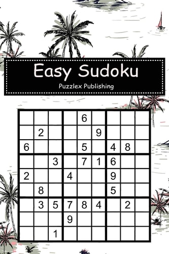 Easy Sudoku Sudoku Puzzle Game For Beginers With Beautiful Seamless Island Pattern on White Cover