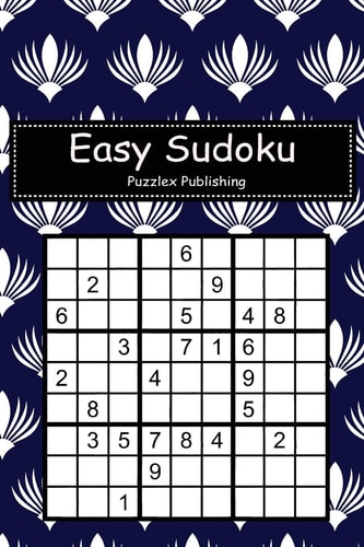 Easy Sudoku Sudoku Puzzle Game For Beginers With Blue and White Floral Cover