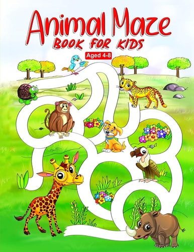 Animal Maze Book for Kids Aged 4-8 Fun Childrens Activity Book, for Children Aged 4 5 6 7 & 8