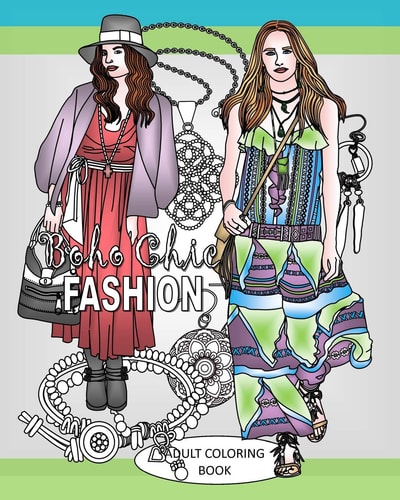 Boho Chic Fashion Adult Coloring Book