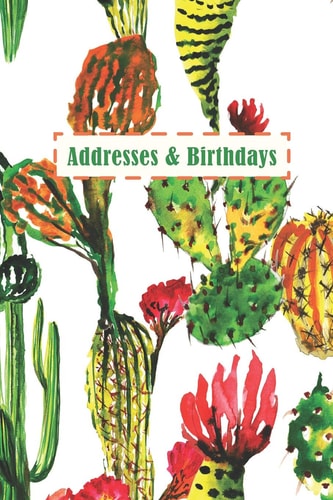 Addresses & Birthdays Watercolor Blooming Cactus