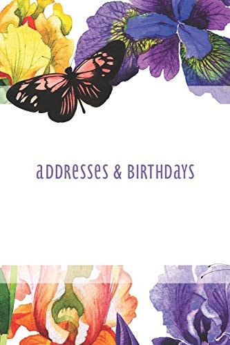 Addresses & Birthdays Watercolor Iris and Butterfly