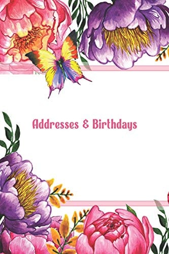 Addresses & Birthdays Watercolor Peonies and Butterflies