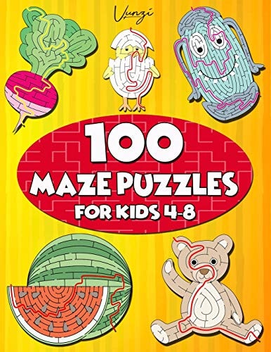 100 Maze Puzzles for Kids 4-8 Maze Activity Book for Kids. Great for Developing Problem Solving Skills, Spatial Awareness, and Critical Thinking Skills.