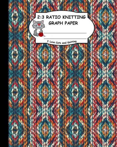 2 3 Ratio Knitting Graph Paper: I Love Cats and Knitting: Knitter's Graph Paper for Designing Charts for New Patterns. Green Brown White and Red Realistic Knitted Pattern Cover.