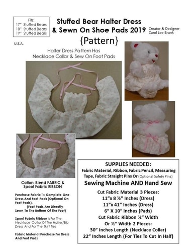 Stuffed Bear Halter Dress and Sewn on Foot Pads Pattern 2019 Pattern
