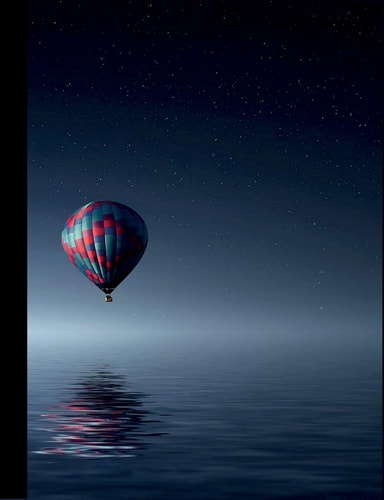 Air Balloon Over Ocean Composition Notebook 4x4 Graph Paper, 100 Sheets-200 Pages, 9.75" X 7.5"