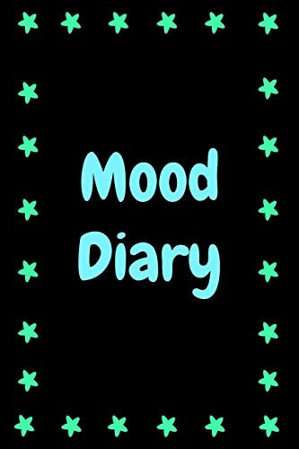 Mood Diary Black with Aqua Green Star Border