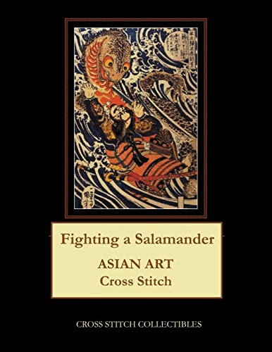 Fighting a Salamander Asian Art Cross Stitch Pattern