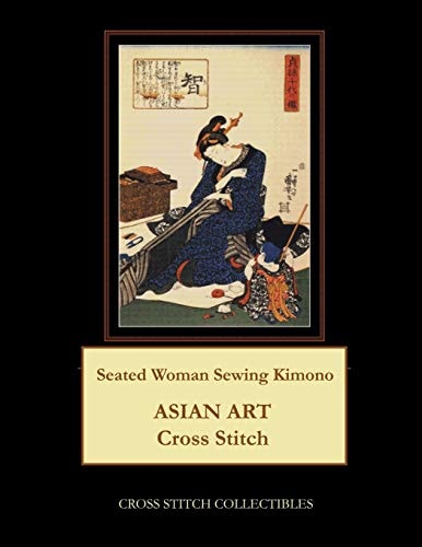 Seated Woman Sewing Kimono Asian Art Cross Stitch Pattern