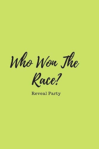 Who Won The Race? Reveal Party Baby Gender Sex Reveal Party Guest Sign In Book With Green Cover