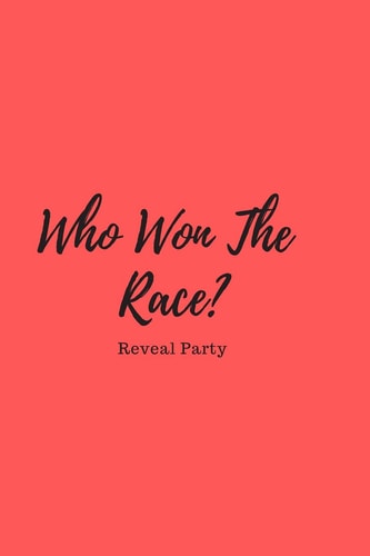 Who Won The Race? Reveal Party Baby Gender Sex Reveal Party Guest Sign In Book With Red Cover