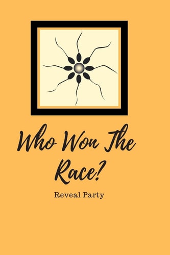 Who Won The Race? Reveal Party Baby Gender Sex Reveal Party Guest Sign In Book With Orange Cover