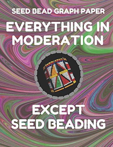 Seed Bead Graph Paper Book for Designing Seed Beading Patterns, 8.5 by 11 Inches, Large Size, Funny Moderation Dark Swirl Cover