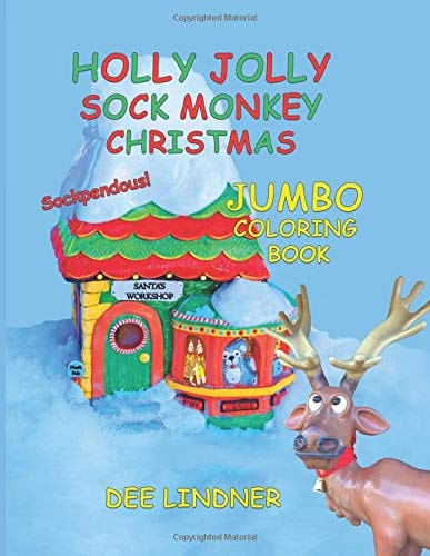 Holly Jolly Sock Monkey Christmas Sockpendous Jumbo Coloring Book