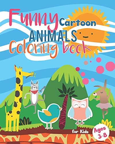 Funny Cartoon Coloring Book for Kids Ages 3-8 Jungle Woodland Preschoolers Bear Elephant Horse, Lion, Dog, Giraffe Cow Turtle, Chicken, Monkey, Fish, Pig Red Rat Crocodile Owl