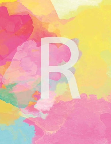 R Monogram Initial Composition Wide Ruled Notebook